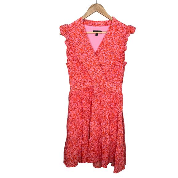 Rachel Zoe Floral Flutter Sleeve A-Line Dress in Pink and Orange Size 8 - Picture 2 of 16